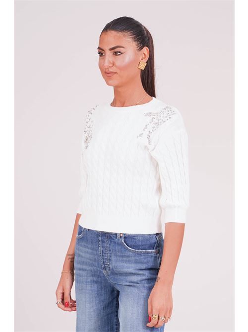 Maglia in viscosa con strass Try Me | 5094MILK